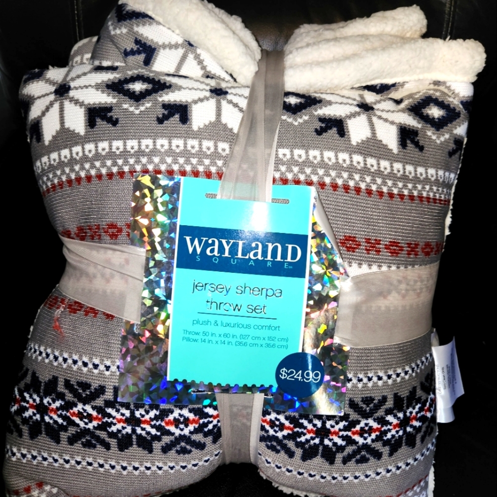 COPY NWOT Wayland Square Jersey sherpa throw set